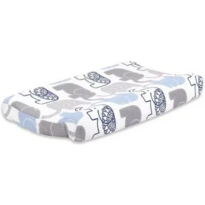 The Peanutshell Little Peanut Navy Elephants Changing Pad Cover, Blue