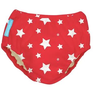 Charlie Banana Reusable Swim Diaper, White Stars Red M
