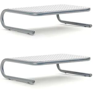 Mind Reader 2-pack Metal Monitor Stands, Silver