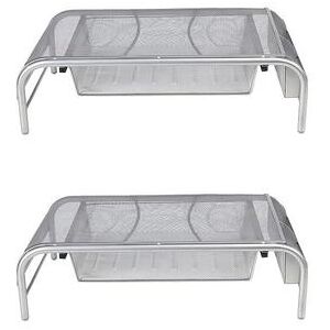 Mind Reader 2-pack Monitor Stand And Desk Organizer With Drawer, Silver