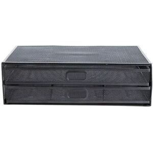Mind Reader Metal Desk Monitor Stand Riser With 2 Organizer Drawers, Black