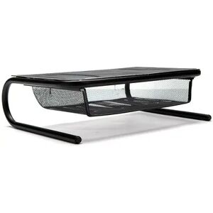 Mind Reader Metal Mesh Monitor Stand and Desk Organizer with Storage Drawer, Black