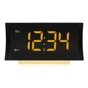 La Crosse Technology 617-89577-INT Curved LED Alarm Clock with Radio and Fast Charging USB Port, Black