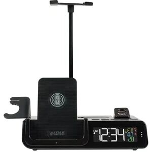 La Crosse Technology 616A-30357-INT Wattz 2.0 Projection and Wireless Charging Alarm Clock with Docking Station, Black