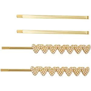 LC Lauren Conrad Gold Simulated Pearl Heart Bobby Pin Set, White