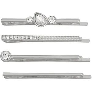 Nine West Silver Tone Simulated Crystal Bobby Pin Set