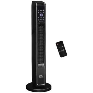 HOMCOM 2 In 1 Portable Electric Tower Heater Oscillating Space Heater for Indoor Use with Remote Control 8H Timer Three Heating Modes 750W / 1500W