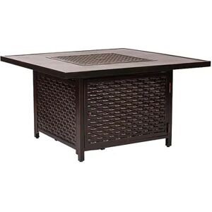 Fire Sense Baker Outdoor Gas Fire Pit Coffee Table, Dark Brown