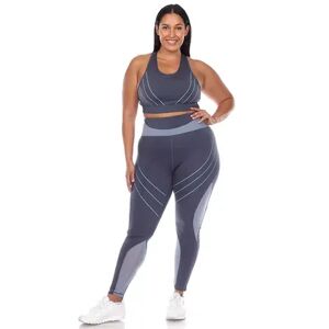 WM Fashion Plus Size Cut Out Back Mesh Sports Bra & Leggings Set, Women's, Size: 1XL, Blue