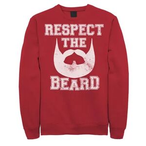 Licensed Character Men's 'Respect The Beard' Groomed Black Collegiate Fleece, Size: XXL, Red