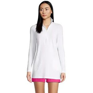 Lands' End Women's Lands' End 1/4-Zip UPF 50 Rash Guard Cover-Up, Size: XL, White