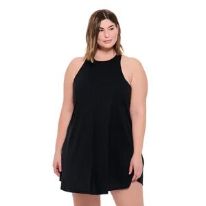 Plus Size Freshwater Twist Back Swim Cover-Up Dress, Women's, Size: 1XL, Black