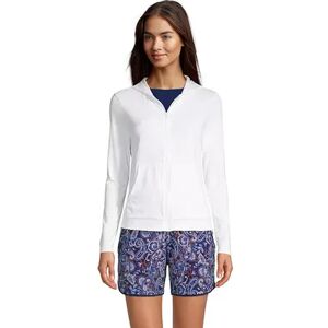 Women's Lands' End UPF 50 Hood Long-Sleeve Rash Guard, Size: XL, White