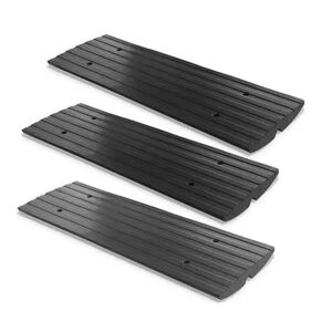 Pyle PCRBDR23 Rugged Rubber Curb Ramp Curbside Driveway Threshold Ramp (3 Pack), Black