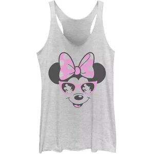 Disney s Mickey And Friends Minnie Mouse Sunglasses Portrait Juniors' Racerback Graphic Tank Top, Women's, Size: XL, White