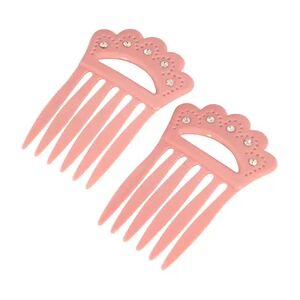 1928 Plastic with Clear Crystal Hair Comb Set, Pink