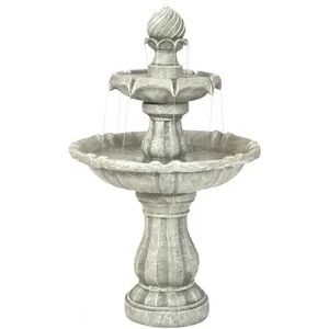 SUNNYDAZE DECOR Sunnydaze Resin Outdoor 2-Tier Solar Water Fountain with Battery - White