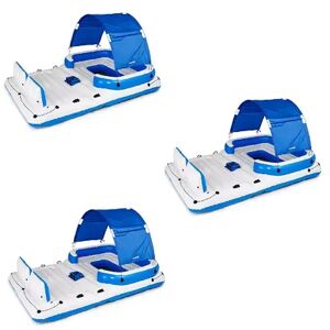 Bestway CoolerZ Tropical Breeze 6 Person Floating Raft Lounge (3 Pack), Brt Blue