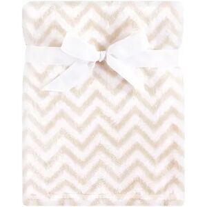 Hudson Baby Infant Silky Plush Blanket, Tan Chevron, 30x40 inches, Beige