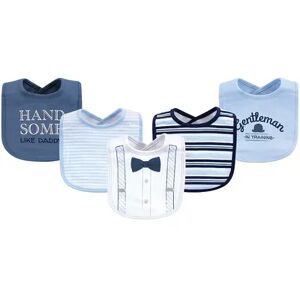 Little Treasure Baby Boy Cotton Bibs 5pk, Light Blue Suspenders, One Size, Brt Blue