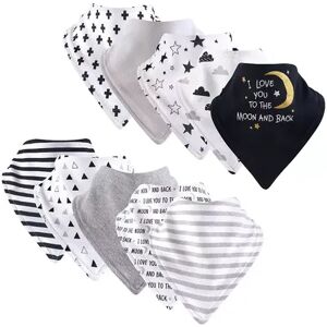 Hudson Baby Infant Cotton Bandana Bibs 10pk, Moon And Back, One Size, Grey