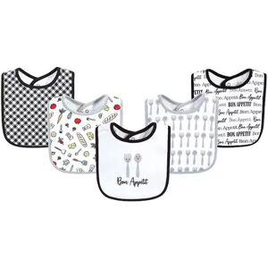 Hudson Baby Unisex Baby Cotton Bibs, Bon Appetit, One Size, Grey