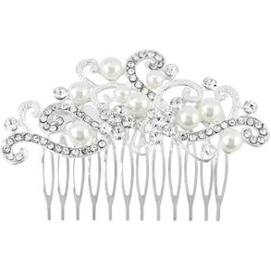 Special Occasion Simulated Crystal & Simulated Pearl Hair Comb, White