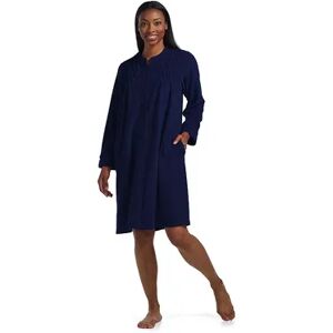 Women's Miss Elaine Essentials Brushed Back Terry Short Snap Robe, Size: Large, Blue