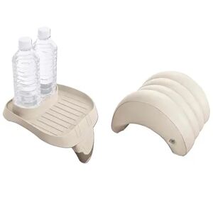 Intex Attachable Cup Holder & Refreshment Tray & Inflatable Headrest, Beige