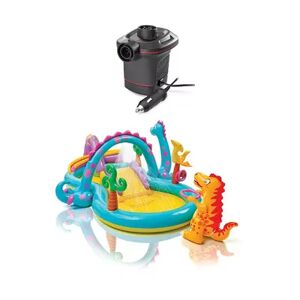 Intex Corded Electric Air Pump w/ Intex Kids Inflatable Play Center Slide, Multicolor
