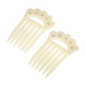 1928 Plastic with Clear Crystal Hair Comb Set, White
