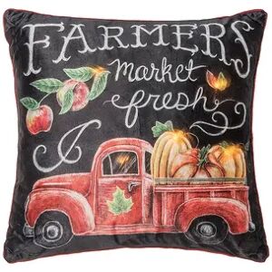 C&F Home Farmers' Market Fall Pumpkins LED Throw Pillow, Black, 18X18