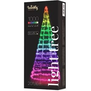 Twinkly 19.7' Flagpole Christmas 1000 LED Multicolor Light Tree w/ Poles, Gray, Grey