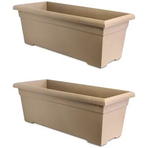 The HC Companies HC Companies ROP28000A34 28-Inch Plastic Romana Deck Planter, Sandstone (2 Pack), Beig/Green