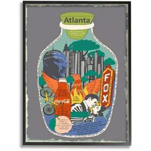 Stupell Home Decor Vintage City Jar Atlanta Georgia Interesting Fun Facts Wall Art, Grey, 16X20