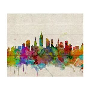 Trademark Fine Art Michael Tompsett 'New York Skyline Tompsett' Wood Slat Art, Multi, 16X13