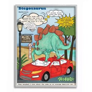 Stupell Home Decor Stegosaurus Facts White Framed Wall Art, Multicolor, 16X20