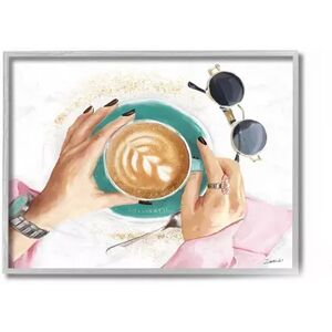 Stupell Home Decor Glam Latte Art Women's Fashion Accessories Coffee Wall Art, White, 16X20