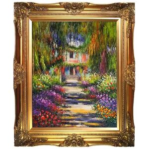 La Pastiche Garden Path at Giverny by Claude Monet Framed Wall Art, Multicolor, 28X24