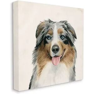 Stupell Home Decor Australian Shepherd Dog Portrait Canvas Wall Art, Beig/Green, 17X17