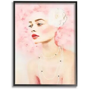 Stupell Home Decor High Fashion Female Portrait Glamour Pink Hair Wall Art, 16X20