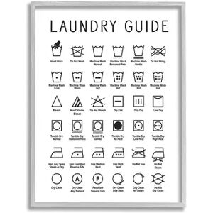 Stupell Home Decor Laundry Guide Cleaning Chart Framed Wall Art, Black, 11X14