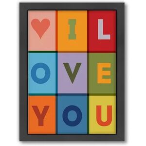 Americanflat Motivated Type ''I Love You'' Framed Wall Art, Multicolor