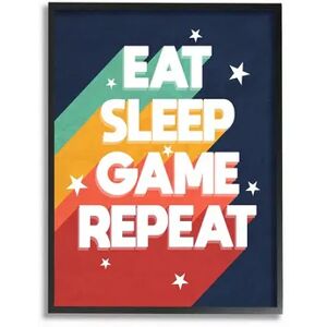 Stupell Home Decor Eat Sleep Game Repeat Quote Wall Art, Blue, 24X30