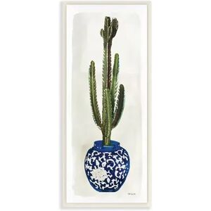 Stupell Home Decor Cactus in Blue Ornate Vase Succulent Still Life Wall Art, Green, 7X17