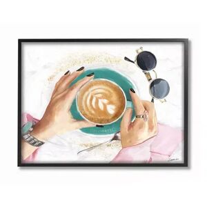 Stupell Home Decor Glam Latte Art Women's Fashion Accessories Coffee Wall Art, White, 16X20