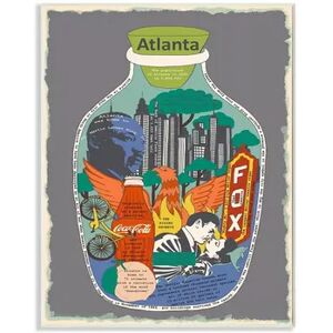 Stupell Home Decor Vintage City Jar Atlanta Georgia Interesting Fun Facts Wall Art, Grey, 10X15