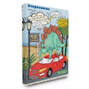 Stupell Home Decor Fun Dinosaur Facts Stegosaurus Dino Scene Wall Art, Multicolor, 24X30