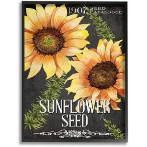 Stupell Home Decor Floral Sunflower Seed Vintage Catalog Design Wall Art, Multicolor, 11X14