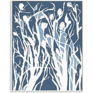 Stupell Home Decor Abstract Botanical Plant Silhouette Blue White Design Wall Art, 10X15